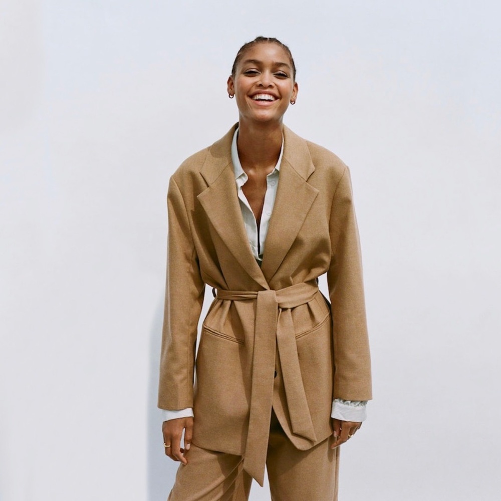 Mango Belt Suit Blazer